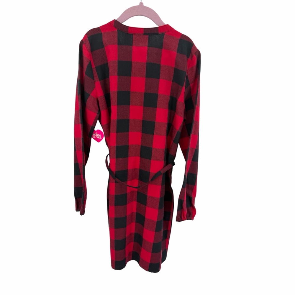 Children’s Place Buffalo Plaid Black Red Button Front Tied Detail Dress Size 7/8 - Picture 2 of 5